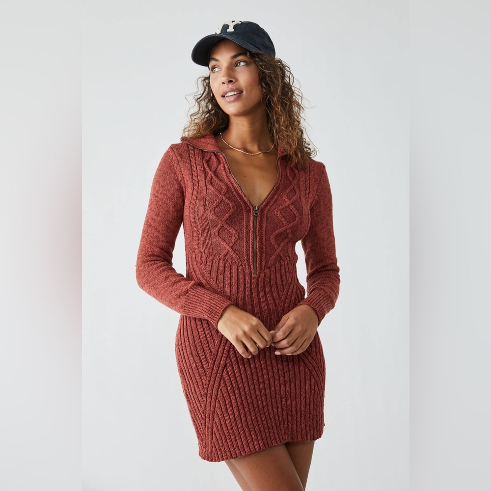 Free People Ribbed Bodycon Dress in Orange